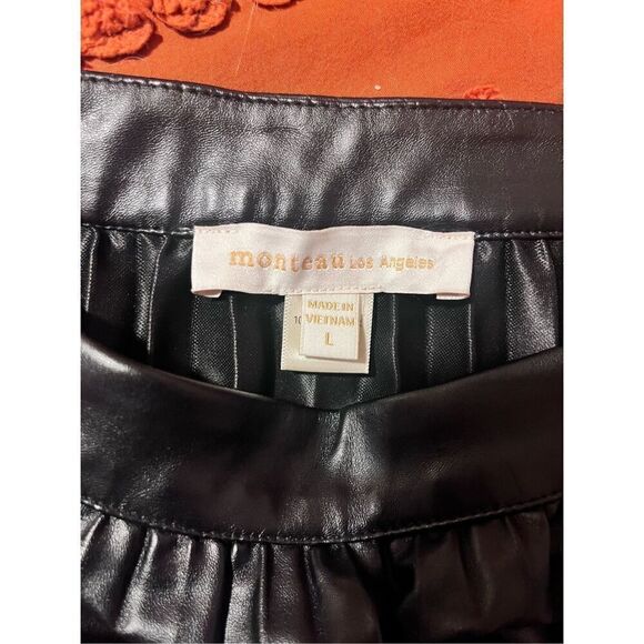 Leather skirt faux Monteau Los Angeles size large black - Picture 9 of 10